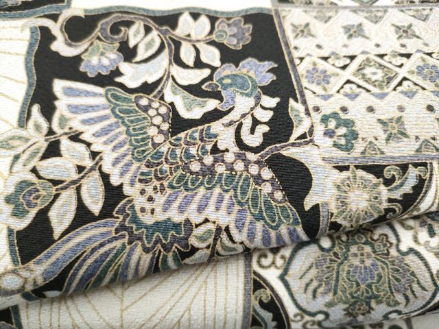平和屋着物●ワンタッチつけ帯 鳳凰更紗花文 金彩 正絹 逸品 CABL1164hy