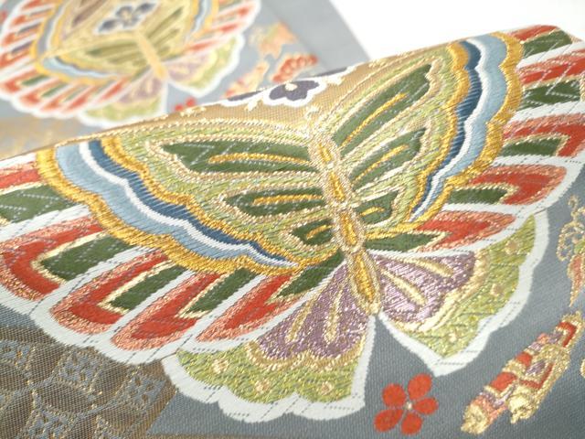 平和屋着物●六通柄袋帯 唐織 鳳凰花蝶文 金糸 正絹 逸品 CABL1173hy