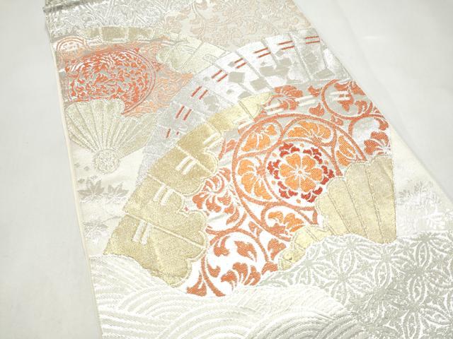 平和屋着物●西陣 川島織物 六通柄 本袋帯 檜扇花唐草文 金銀糸 正絹 逸品 CABL1174hy