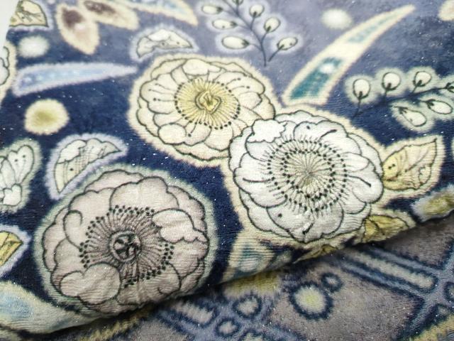平和屋着物●全通柄袋帯 絞り 辻が花 銀通し地 正絹 逸品 CABL1178hy
