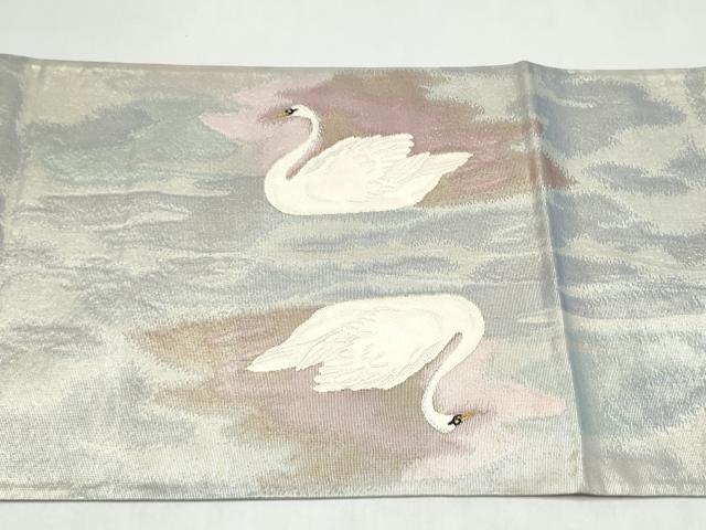 平和屋着物●太鼓柄袋帯 白鳥 金銀糸 正絹 逸品 CABL1180hy