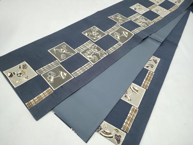 平和屋着物●六通柄t袋帯 紬地 紅型染 器物文 正絹 逸品 CABL1197hy
