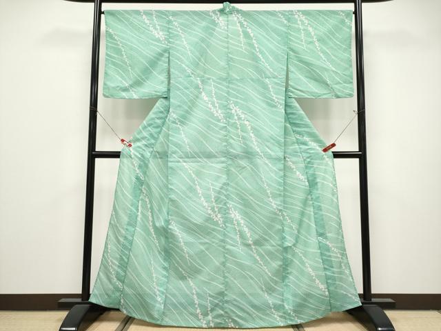 平和屋着物*夏物 小紋 絽 枝花文 洗える着物 CABL1208tx