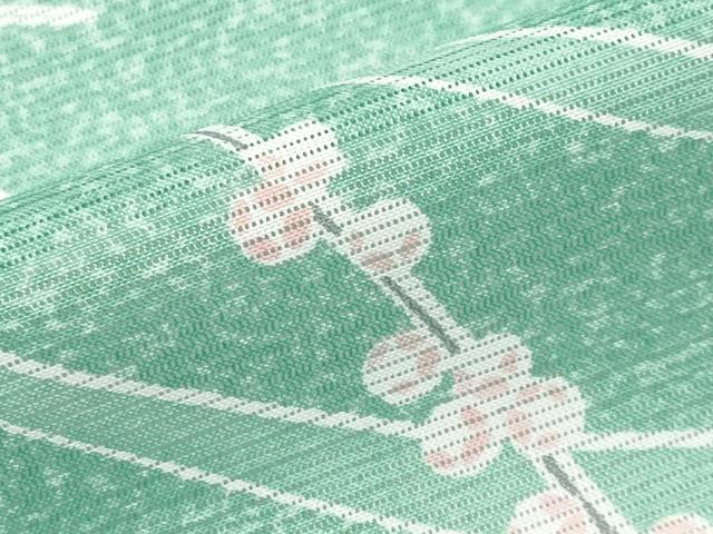 平和屋着物*夏物 小紋 絽 枝花文 洗える着物 CABL1208tx