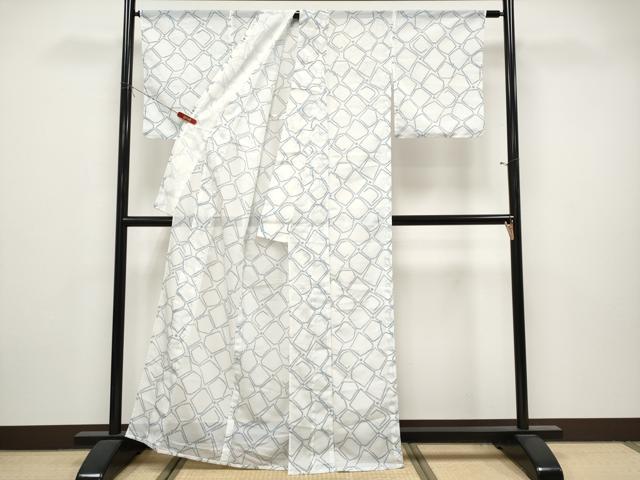 平和屋着物*夏物 小紋 絽 石畳文 洗える着物 CABL1213tx
