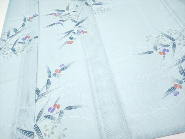 平和屋着物*夏物 小紋 絽 枝花文 洗える着物 CABL1215tx