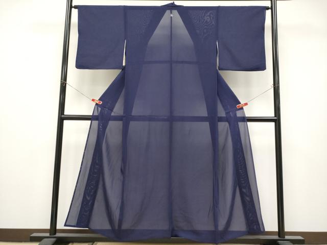 平和屋着物*夏物 色無地 絽 紺青色 正絹 逸品 CABL1226tx