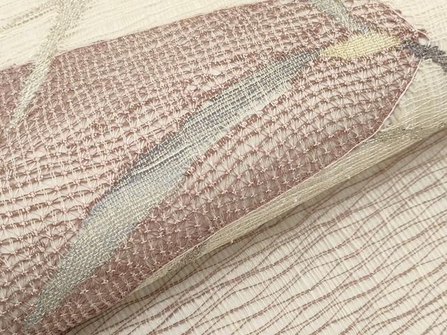 平和屋着物*夏物 太鼓柄袋帯 櫛織 流水枝葉文 金銀糸 正絹 逸品 CABL1233tx