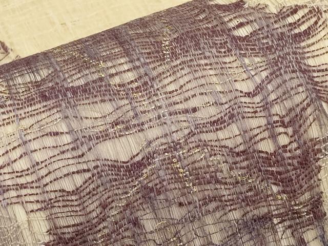 平和屋着物*夏物 六通柄袋帯 櫛織 楓文 金糸 正絹 逸品 CABL1243tx