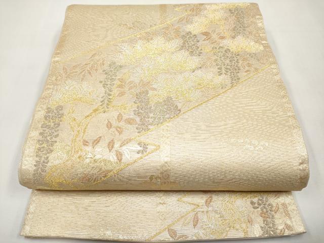 平和屋着物*夏物 六通柄袋帯 松藤文様 金銀糸 正絹 逸品 CABL1244tx