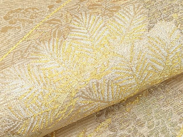 平和屋着物*夏物 六通柄袋帯 松藤文様 金銀糸 正絹 逸品 CABL1244tx