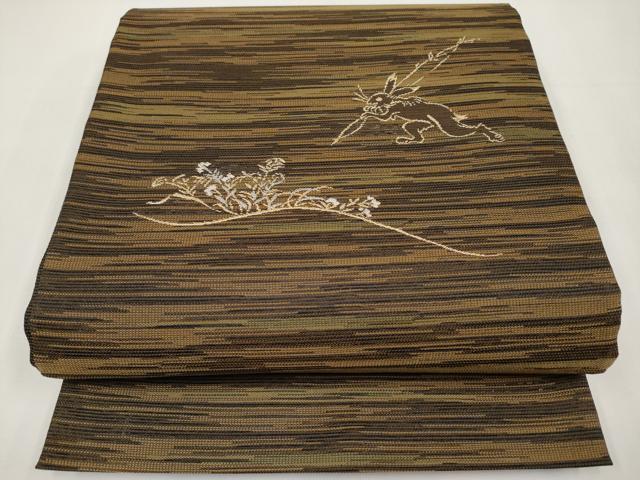 平和屋着物*夏物 西陣 川島織物 太鼓柄 京袋帯 鳥獣戯画 金銀糸 CABL1249tx