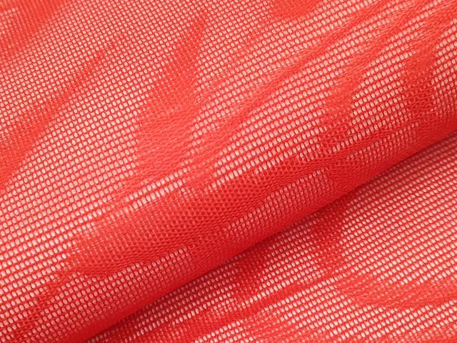 平和屋着物*夏物 九寸名古屋帯 流水枝葉文 赤丹色 正絹 逸品 CABL1255tx