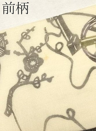 平和屋着物*夏物 絹芭蕉 九寸名古屋帯 型染め いろは歌 黒地 正絹 逸品 CABL1259tx