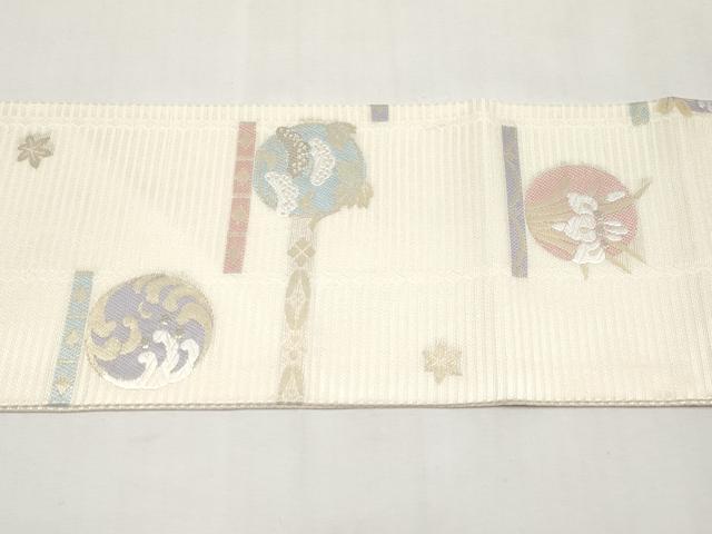 平和屋着物*夏物 九寸名古屋帯 唐織 花丸文 金銀糸 正絹 逸品 CABL1262tx