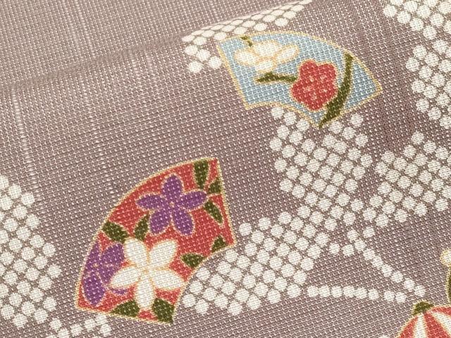 平和屋着物*夏物 九寸名古屋帯 地紙吉祥花文 正絹 逸品 CABL1264tx