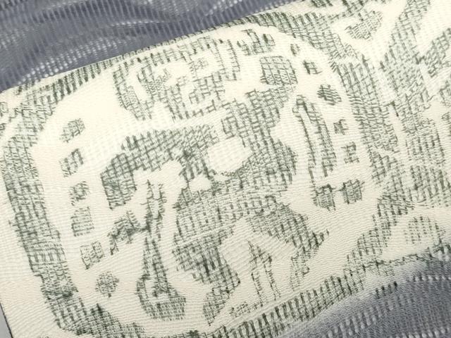 平和屋着物*夏物 九寸名古屋帯 エジプト壁画文様 正絹 逸品 未使用 CABL1266tx