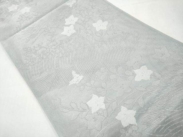 平和屋着物*夏物 六通柄袋帯 籬草花文 銀糸 正絹 逸品 CABL1285tx