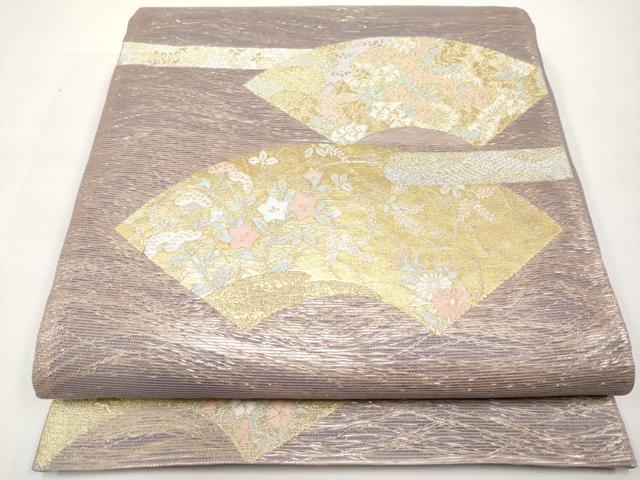 平和屋着物*夏物 六通柄袋帯 地紙草花文 金銀糸 正絹 逸品 CABL1288tx