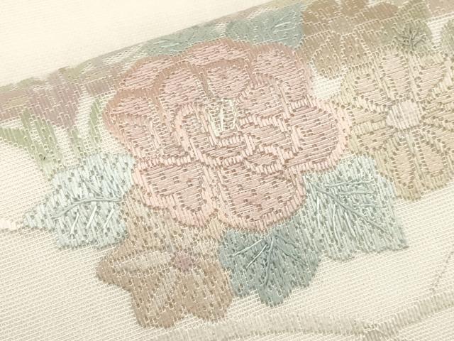 平和屋着物*夏物 太鼓柄袋帯 絽刺し 区限刺繍 花丸文 金糸 正絹 逸品 CABL1296tx