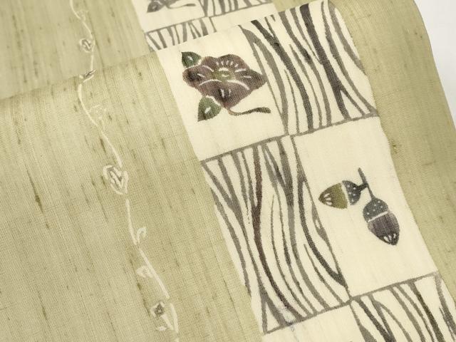 平和屋着物*夏物 絹芭蕉 九寸開き名古屋帯 型染め 成り物 正絹 逸品 CABL1306tx