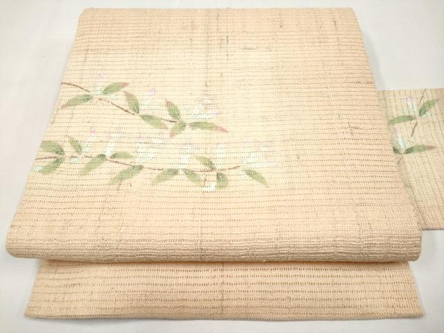 平和屋着物*夏物 九寸名古屋帯 手描き 枝花文 正絹 逸品 CABL1347tx