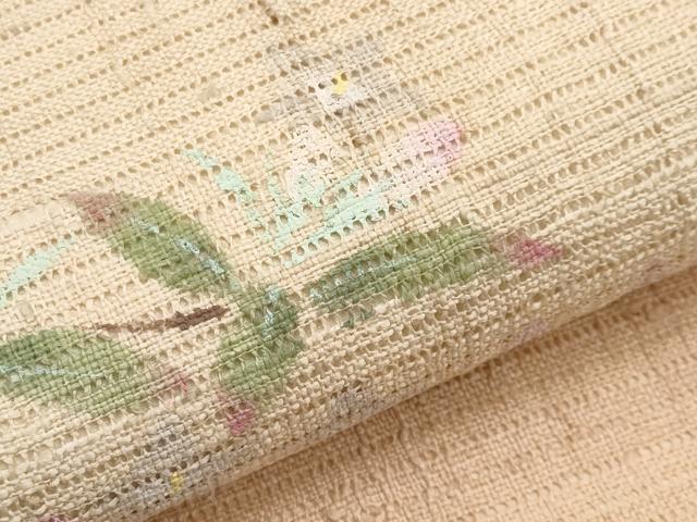 平和屋着物*夏物 九寸名古屋帯 手描き 枝花文 正絹 逸品 CABL1347tx