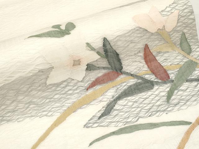 平和屋着物*夏物 太鼓柄袋帯 すくい織 桔梗 金銀糸 正絹 逸品 CABL1353tx