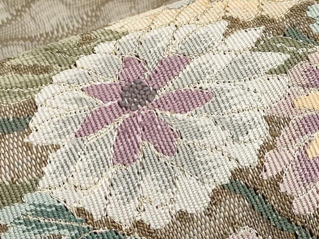 平和屋着物*夏物 太鼓柄 京袋帯 すくい織 草花文 金銀糸 正絹 逸品 未使用 CABL1357tx