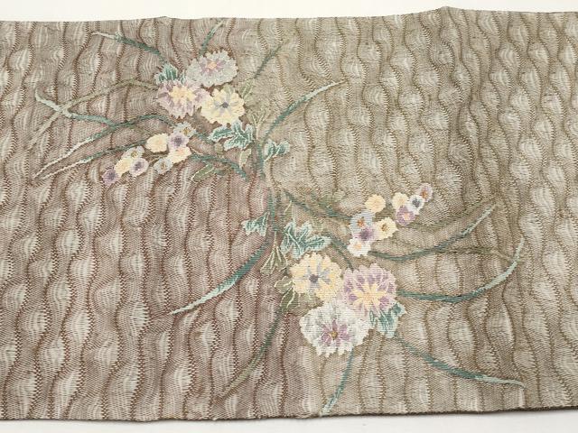 平和屋着物*夏物 太鼓柄 京袋帯 すくい織 草花文 金銀糸 正絹 逸品 未使用 CABL1357tx