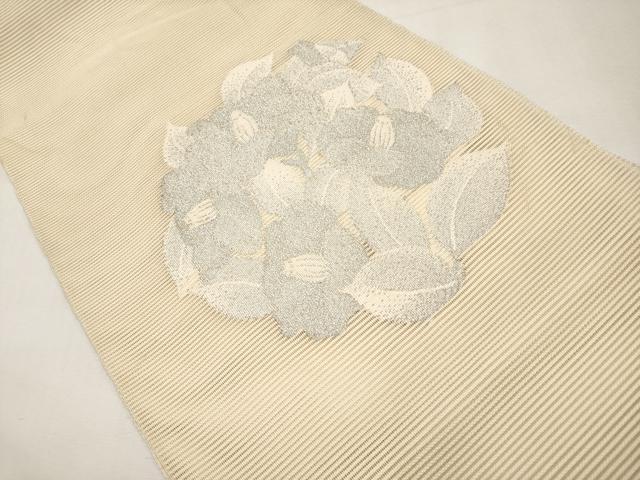 平和屋着物*夏物 八寸名古屋帯 絽綴れ 椿 銀糸 正絹 逸品 CABL1369tx