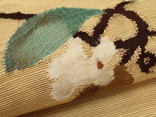 平和屋着物*夏物 八寸名古屋帯 枝花文 正絹 逸品 CABL1374tx