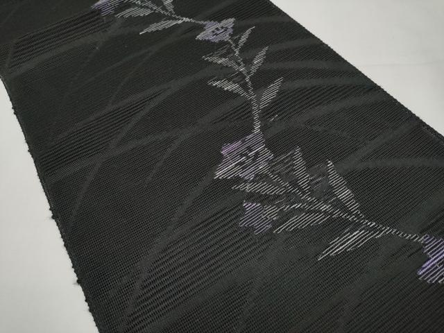平和屋着物*夏物 八寸名古屋帯 桔梗 黒地 CABL1395tx