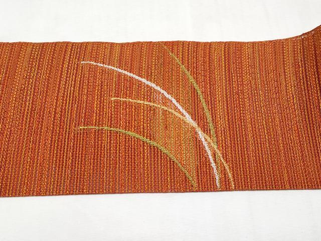 平和屋着物*夏物 八寸名古屋帯 すすき 銀糸 正絹 逸品 CABL1399tx