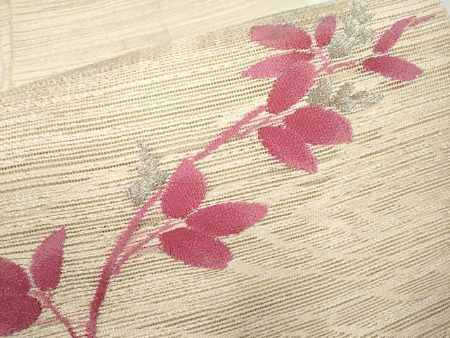平和屋着物*夏物 八寸名古屋帯 枝花文 銀糸 正絹 逸品 CABL1410tx