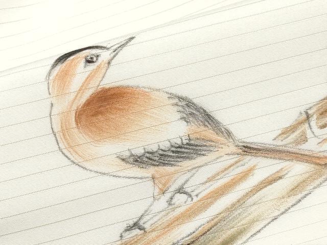 平和屋着物*夏物 九寸名古屋帯 手描き 休み鳥 CABL1416tx