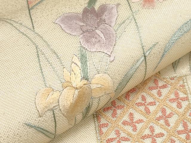 平和屋着物*夏物 中国三大刺繍 相良刺繍 総刺繍 太鼓柄袋帯 短冊花文 正絹 逸品 CABL1426tx