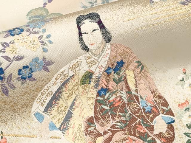 平和屋本店▼ 「美しいキモノ」お馴染みのメーカー となみ織物 六通柄袋帯 唐織 人物文 純金箔 正絹 逸品 CABL1446tx