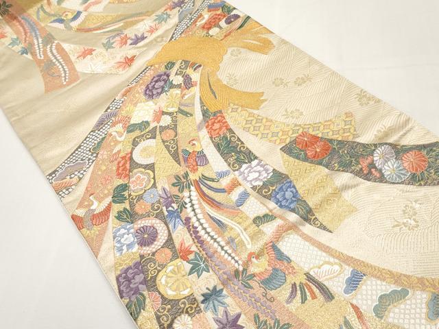 平和屋本店▼六通柄袋帯 唐織 瑞祥熨斗目小袖文 本金箔 正絹 逸品 CABL1447tx