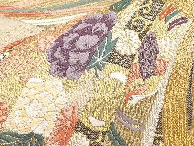 平和屋本店▼六通柄袋帯 唐織 瑞祥熨斗目小袖文 本金箔 正絹 逸品 CABL1447tx
