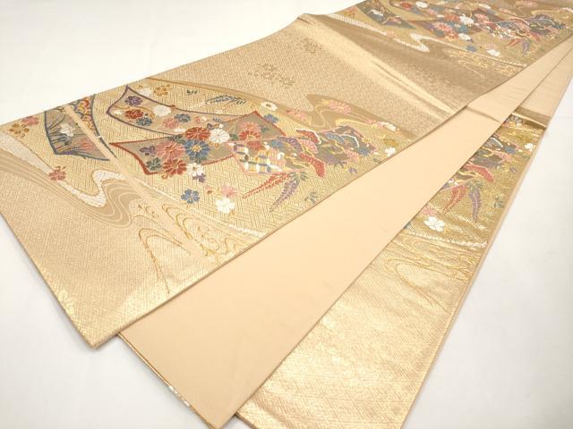 平和屋本店▼六通柄袋帯 唐織 短冊小袖文 本金二重箔 正絹 逸品 CABL1467tx