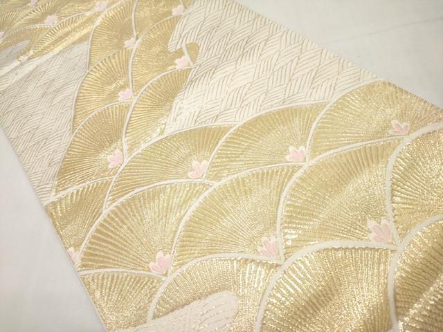 平和屋本店▼六通柄袋帯 松葉青海波 純金箔 24K 正絹 逸品 CABL1481tx