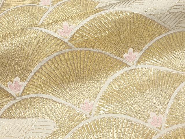 平和屋本店▼六通柄袋帯 松葉青海波 純金箔 24K 正絹 逸品 CABL1481tx
