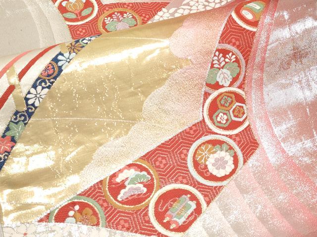 平和屋本店▼六通柄袋帯 唐織 エレガンス 純金箔24K 正絹 逸品 CABL1488tx