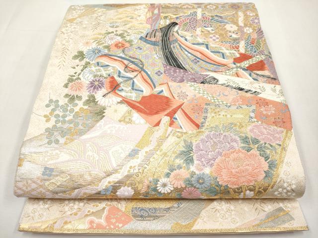 平和屋本店▼六通柄袋帯 唐織 姫几帳の調 本金箔 正絹 逸品 CABL1491tx