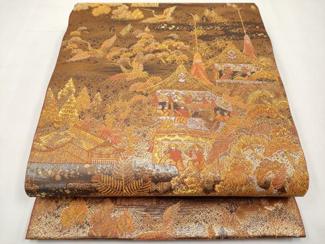 平和屋本店▼六通柄袋帯 祇園祭 古代はく 本金箔二重 正絹 逸品 未使用 CABL1501tx