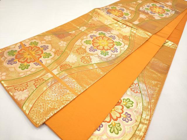 平和屋本店▼六通柄袋帯 立涌春秋華紋 K24金箔織 正絹 逸品 CABL1503tx