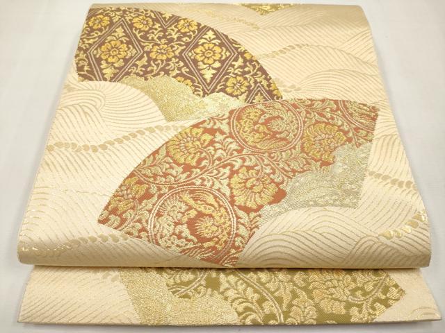 平和屋本店▼六通柄袋帯 地紙更紗唐草文 本金箔 正絹 逸品 CABL1512tx