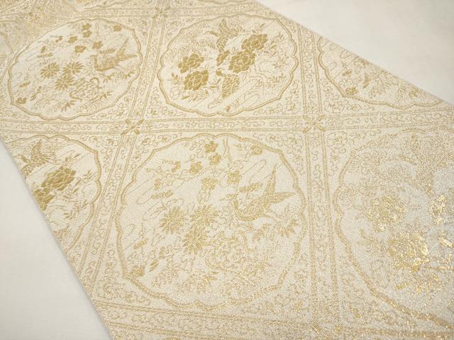 平和屋本店▼六通柄袋帯 つづれ 花鳥菱天井文 弐拾四金箔 正絹 逸品 CABL1513tx