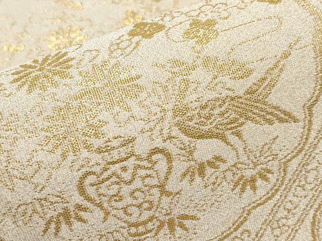平和屋本店▼六通柄袋帯 つづれ 花鳥菱天井文 弐拾四金箔 正絹 逸品 CABL1513tx